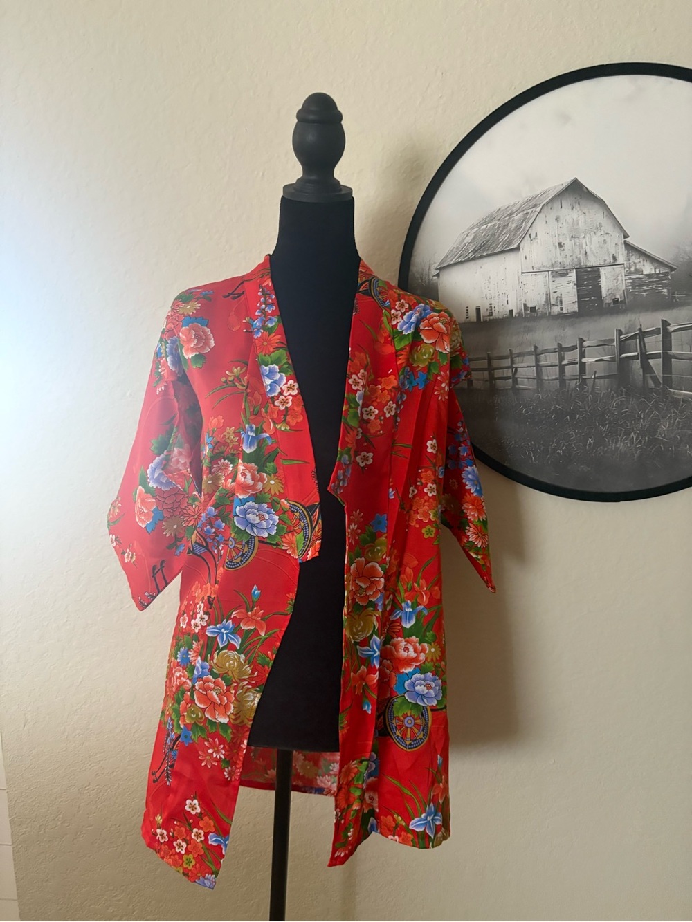 Unlisted Red Floral Kimono Jacket